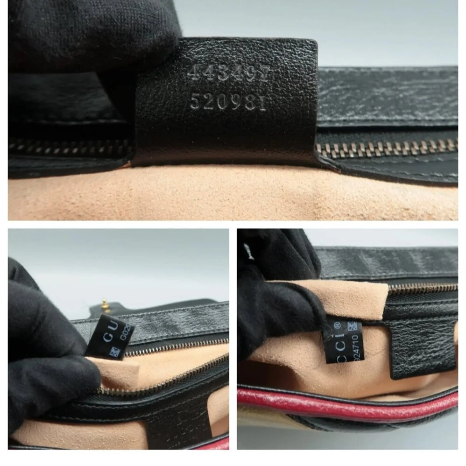 100% Authentic GUCCI GG Marmont Black&Beige Leather Shoulder Bag