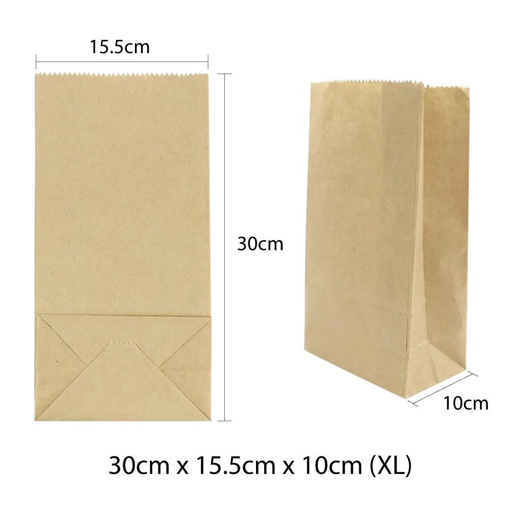 30 x 15.5 x 10cm X-Large Brown Kraft Paper Bags