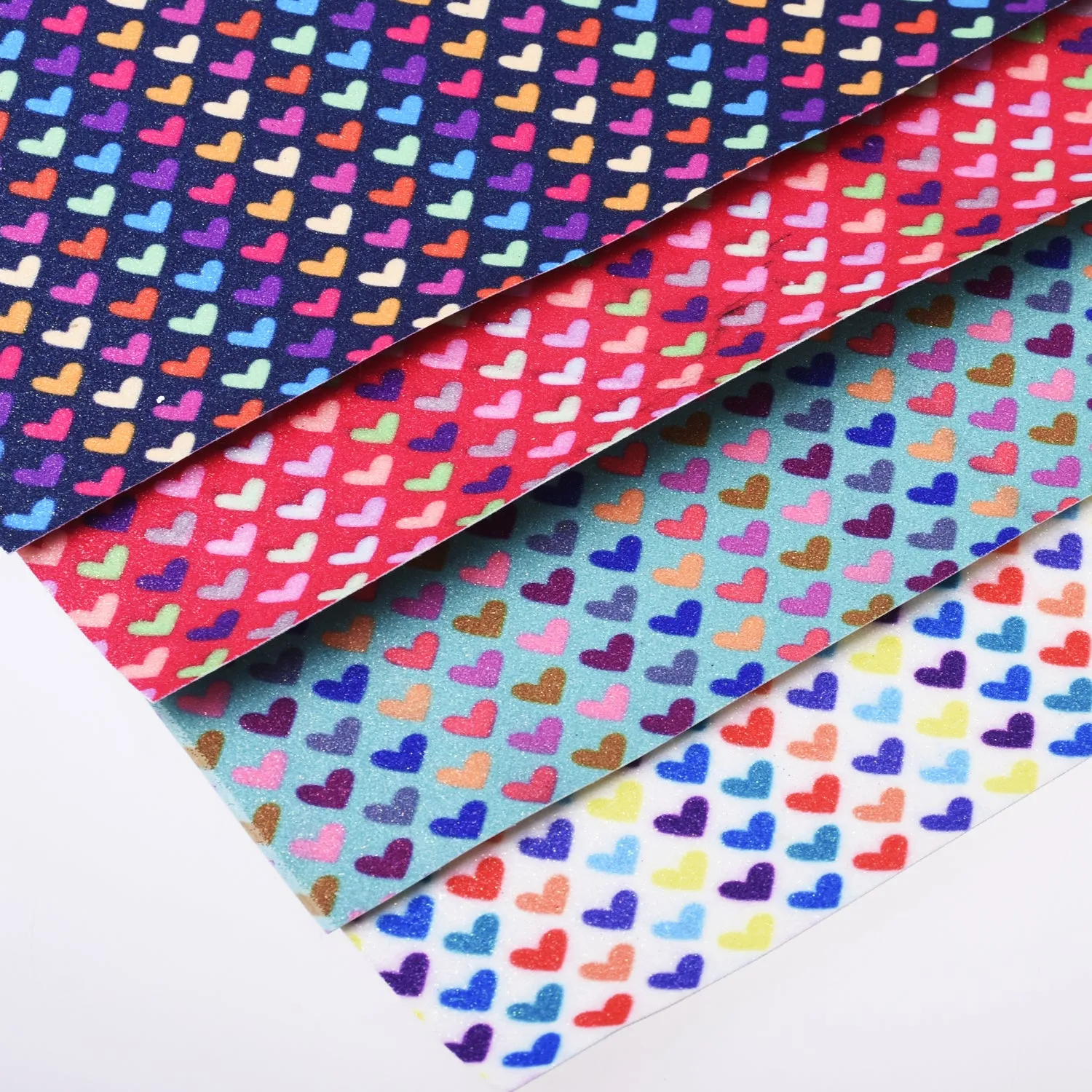 8*12" Heart Glitter Faux leather sheets PU Fabric Sheet DIY Hair Bow Making Supplies 1pcs 102630