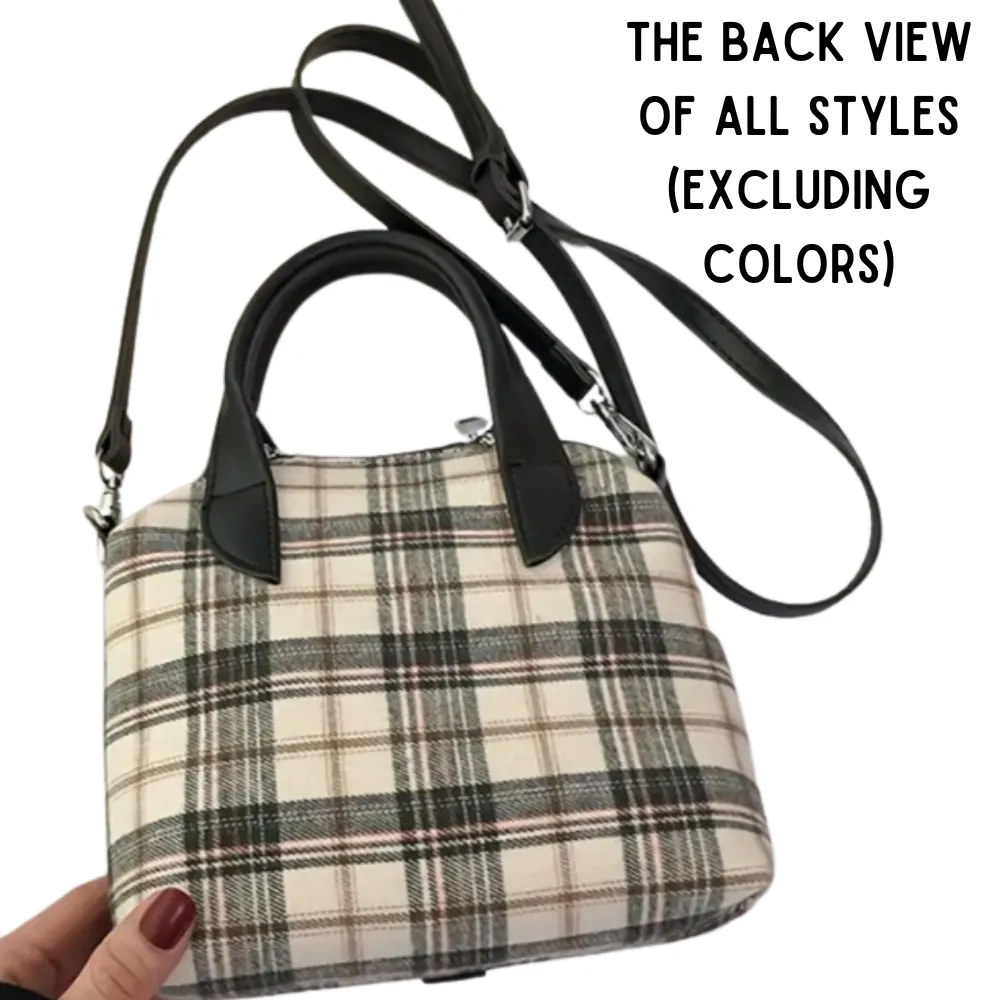 A "WHERE DID YOU GET THAT HANDBAG?" GREEN Plaid Canvas Shirt Style Crossbody/Handbag
