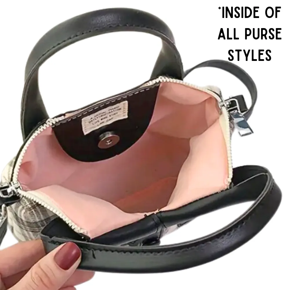 A "WHERE DID YOU GET THAT HANDBAG?" GREEN Plaid Canvas Shirt Style Crossbody/Handbag