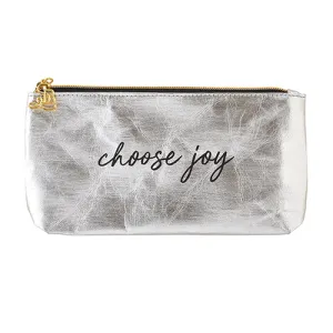 Accessories: Ladies Hand Pouch Purse - Choose Joy - Silver