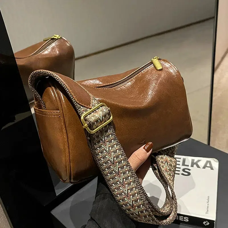 Adjustable Strap Leather Square Bag
