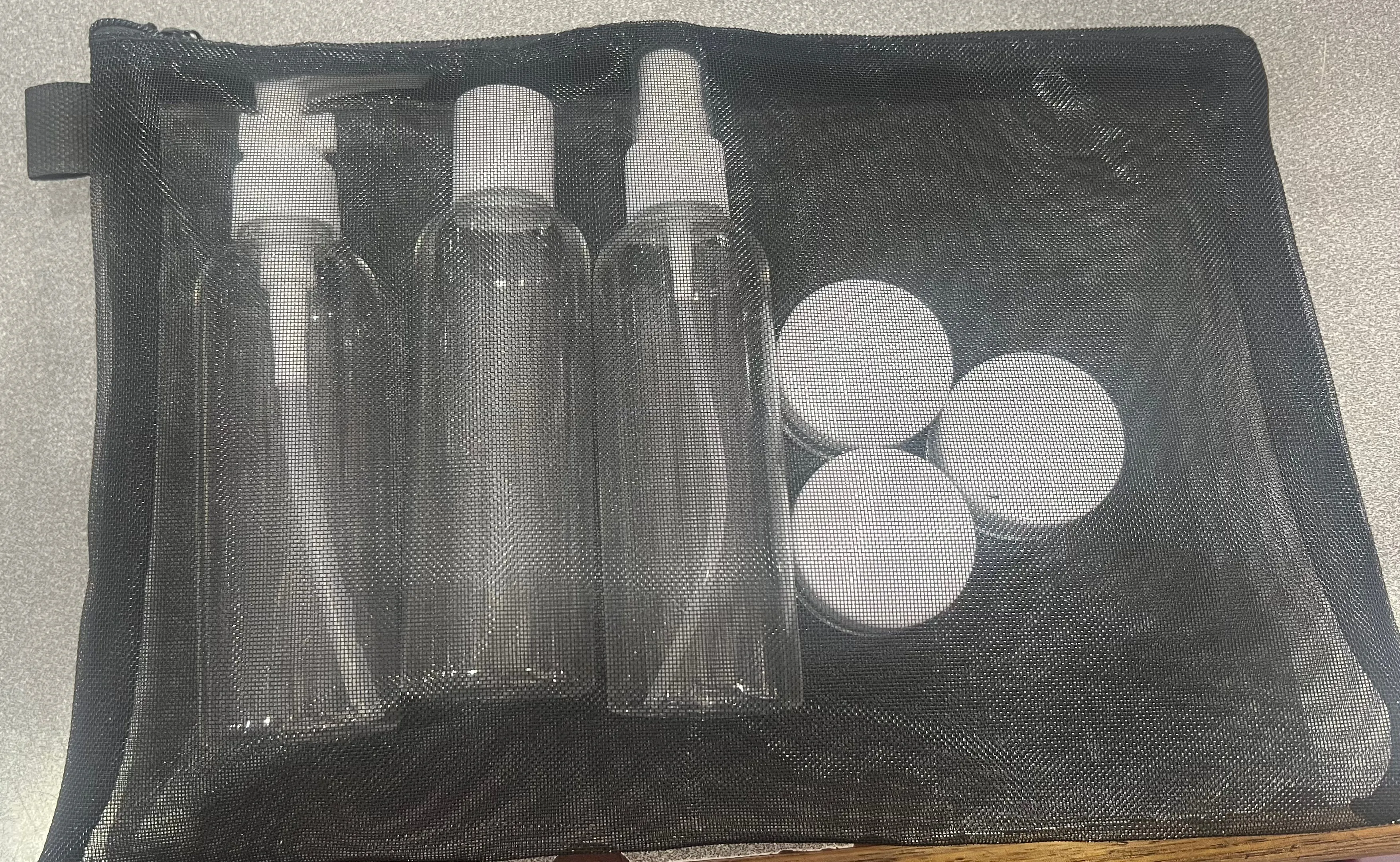 Aidangus - Silver Mini Carry On Bag with bonus Mesh Bags x 3 - Travel Bottles - Card Holder - Satin Eye Mask