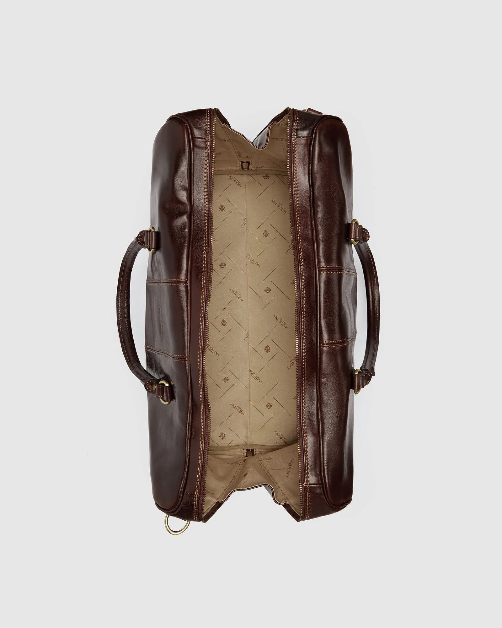 Albertis Brown Leather Weekender Bag