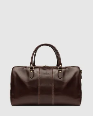 Albertis Brown Leather Weekender Bag