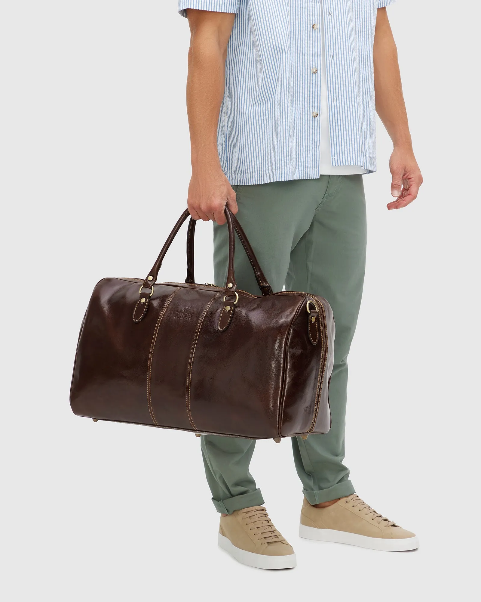Albertis Brown Leather Weekender Bag