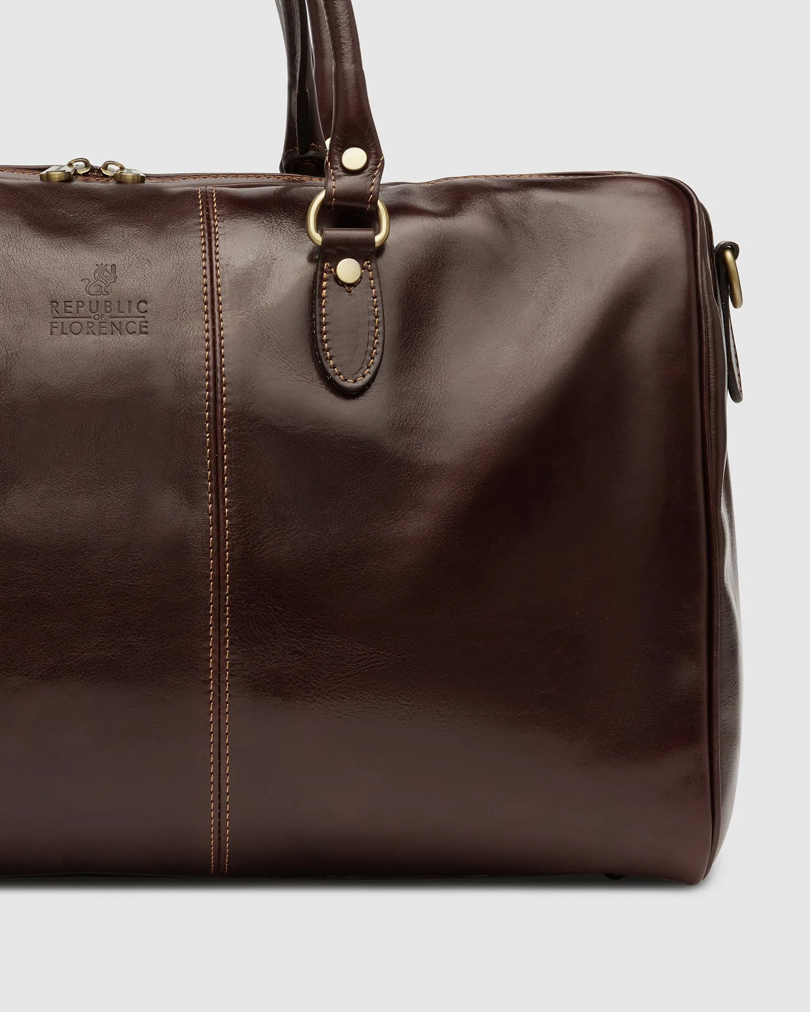 Albertis Brown Leather Weekender Bag