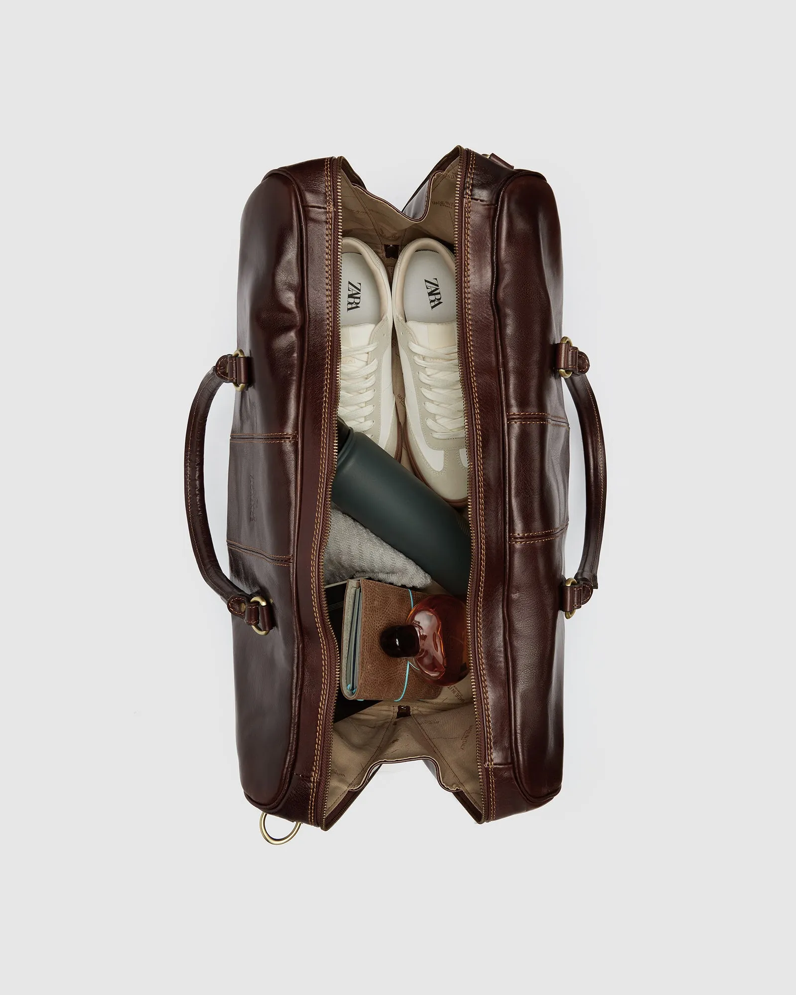 Albertis Brown Leather Weekender Bag