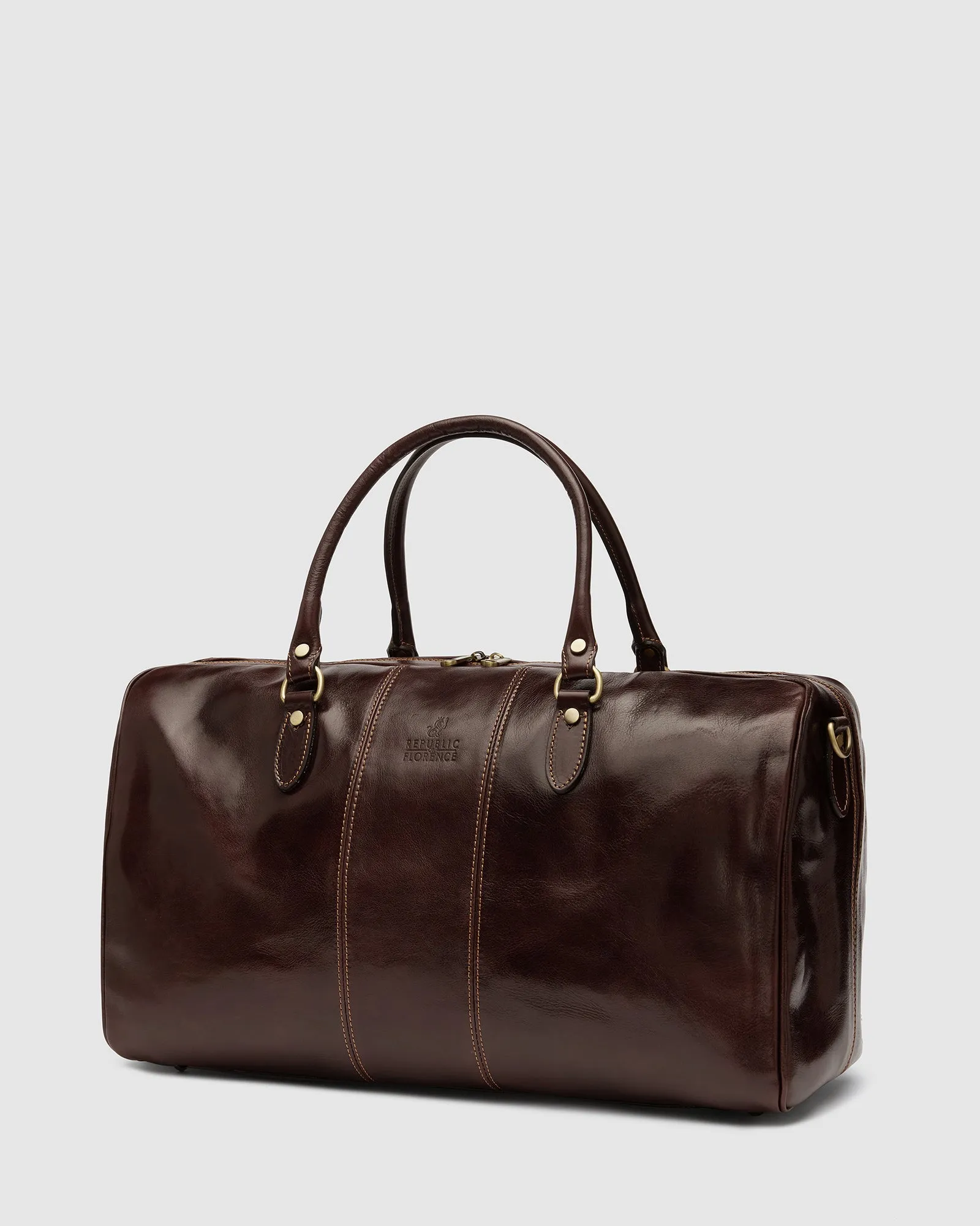 Albertis Brown Leather Weekender Bag
