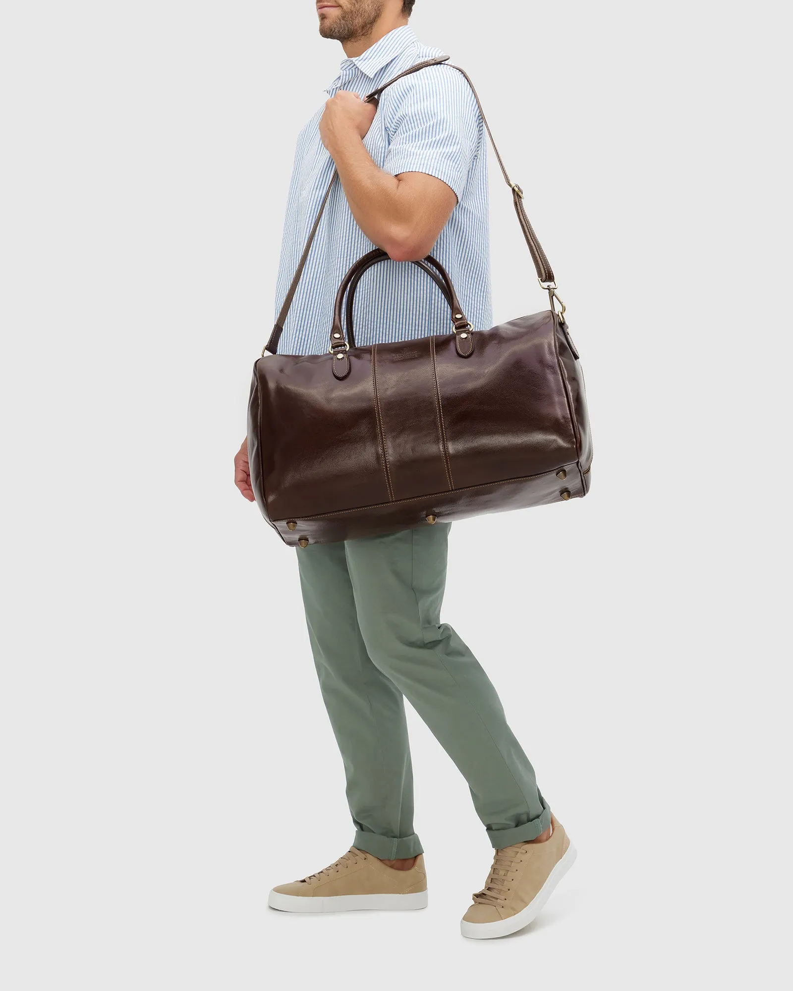 Albertis Brown Leather Weekender Bag