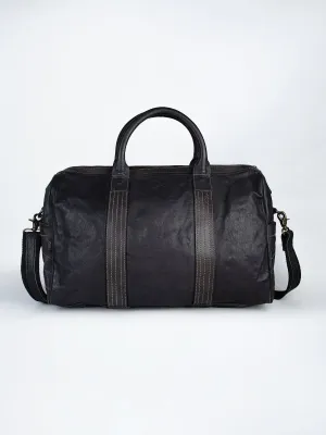 Alexander: Black Leather Weekender Bag by Art N Vintage