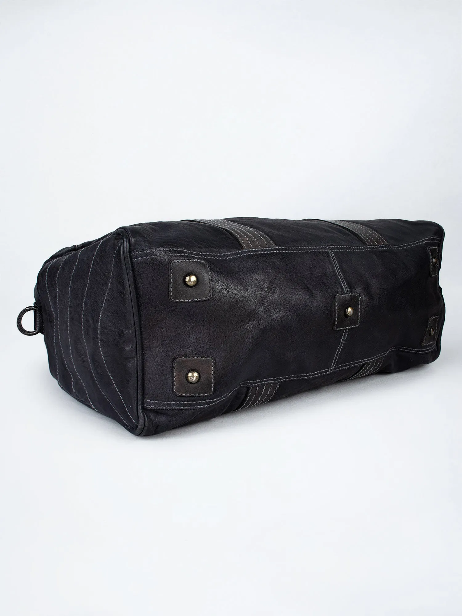 Alexander: Black Leather Weekender Bag by Art N Vintage