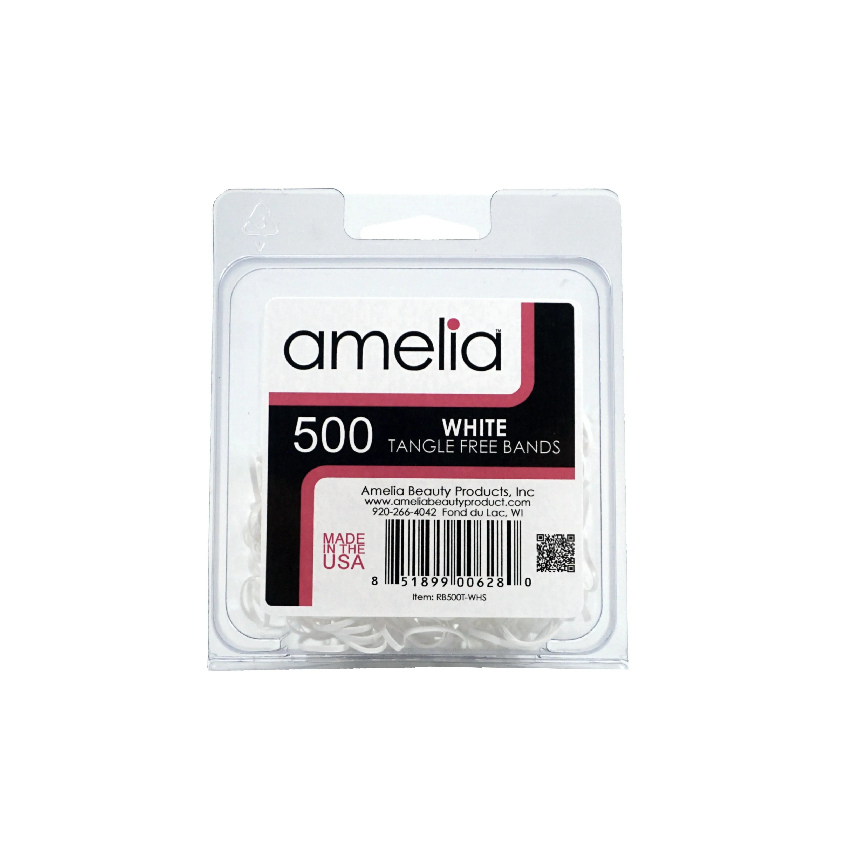 Amelia Beauty | 1/2in, White, Tangle Free Elastic Pony Tail Holders | Made in USA, Ideal for Ponytails, Braids, Twists. For Women, Girls. Pain Free, Snag Free, Easy Off | 500 Pack