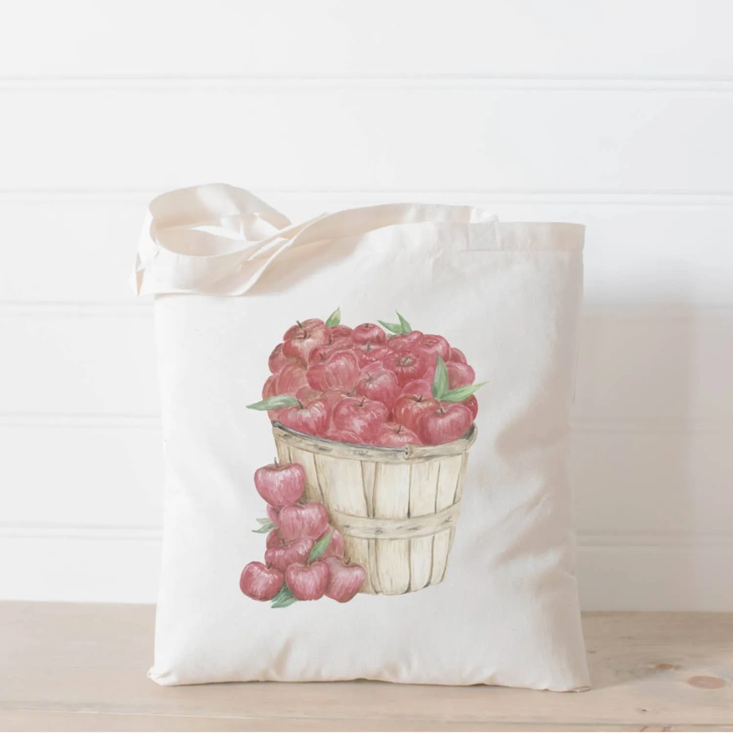 Apple Basket Watercolor Tote Bag