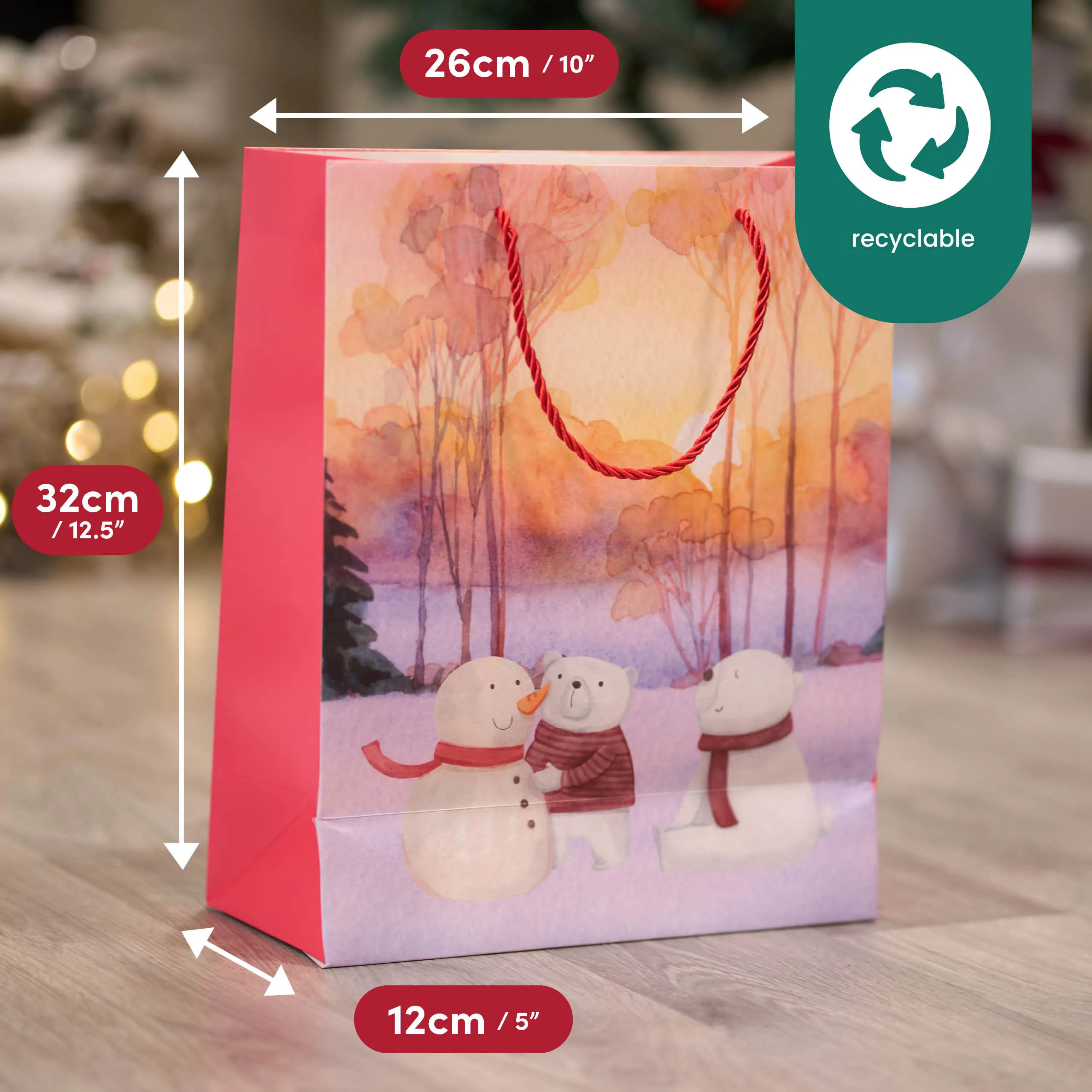 Assorted Festive Christmas Watercolour Gift Bags