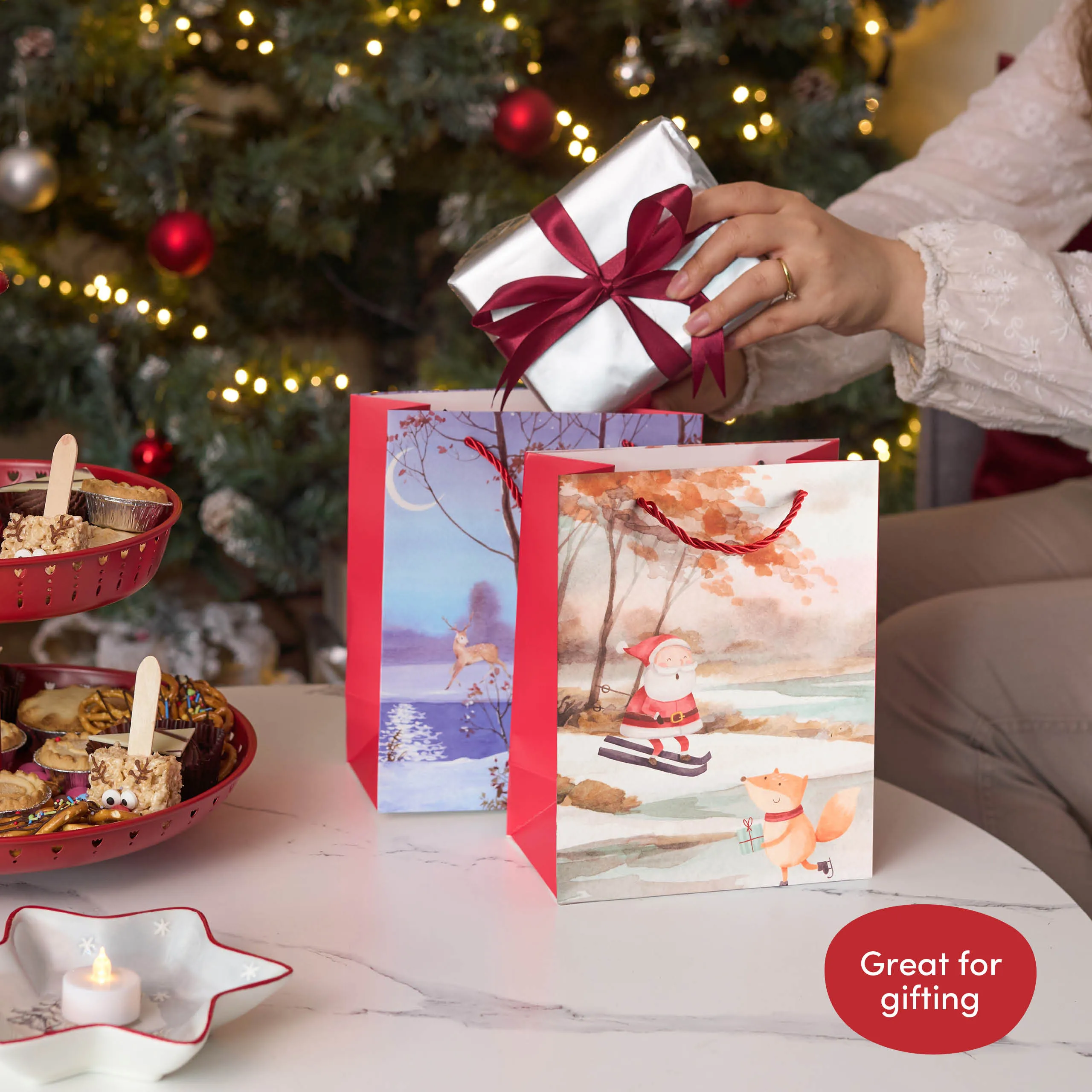 Assorted Festive Christmas Watercolour Gift Bags
