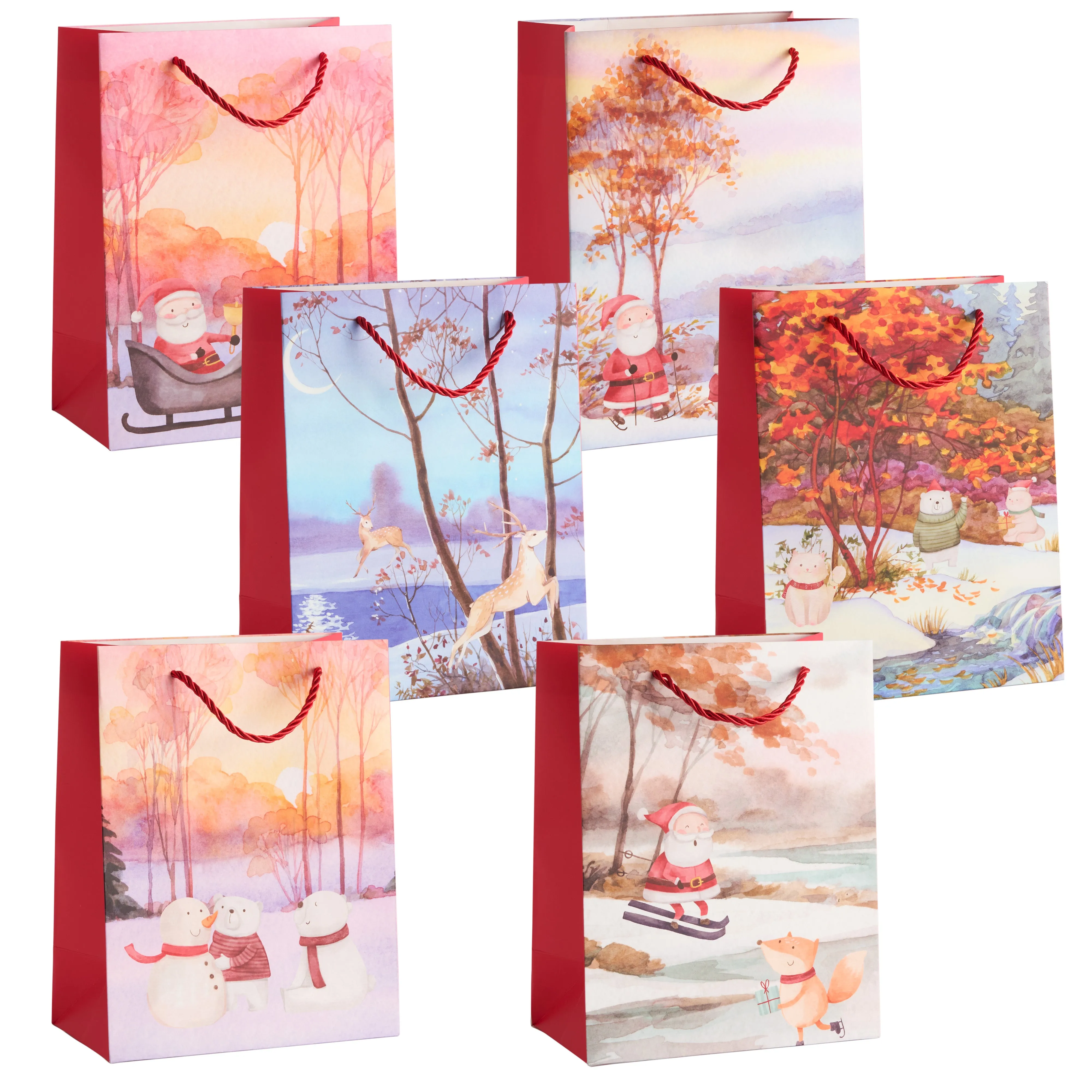 Assorted Festive Christmas Watercolour Gift Bags