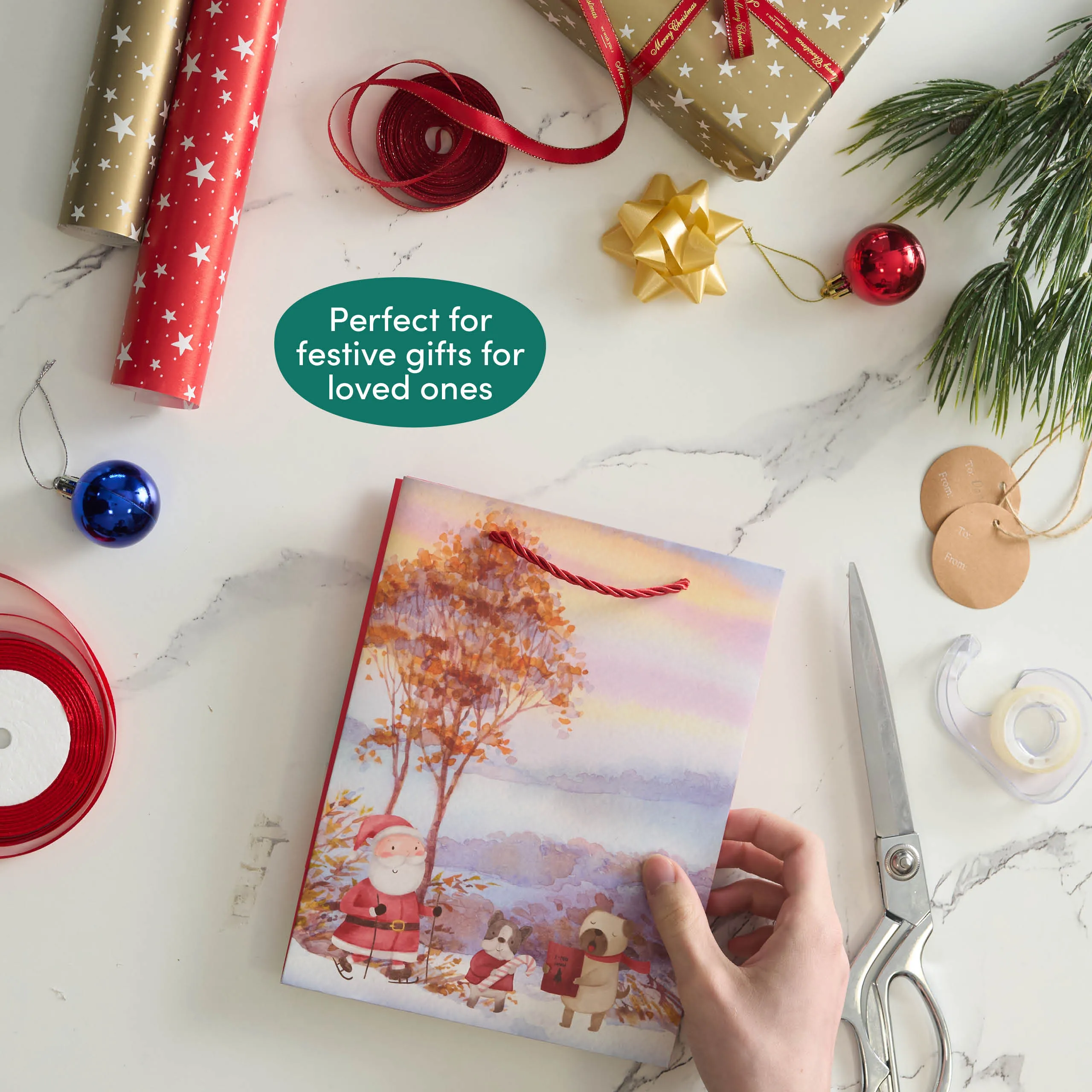 Assorted Festive Christmas Watercolour Gift Bags