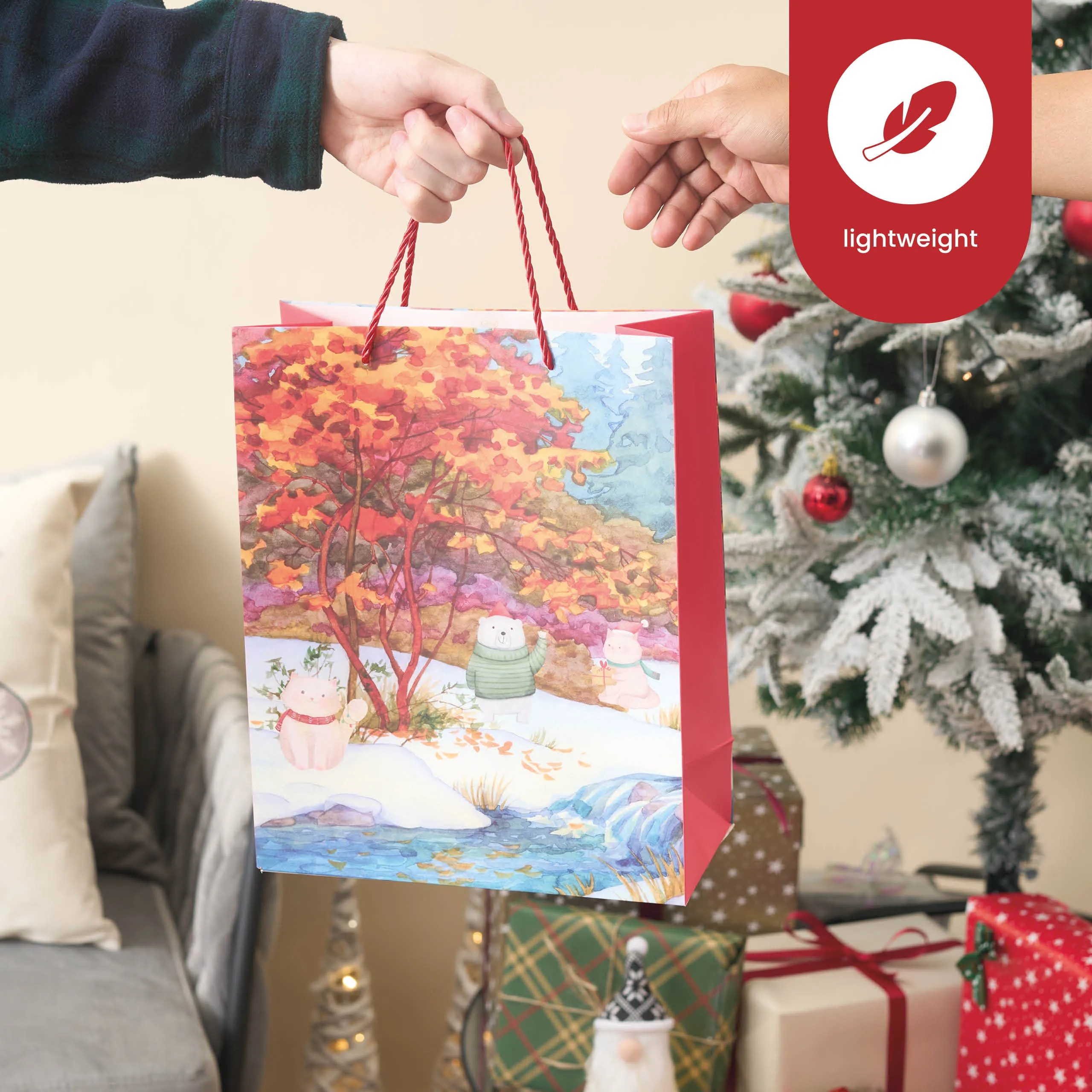 Assorted Festive Christmas Watercolour Gift Bags