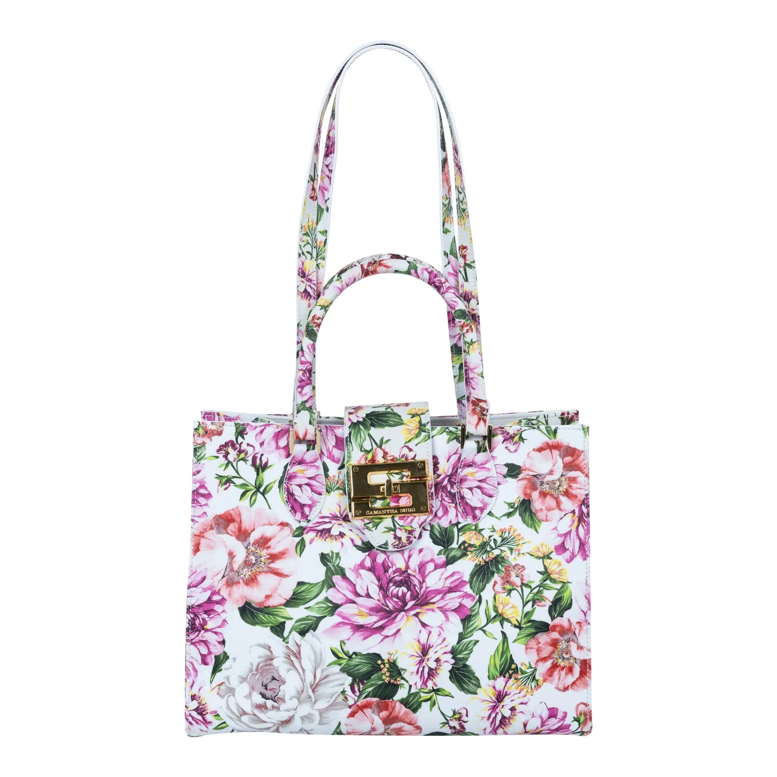 Audrey Tote_Medium_Los Cabos Flower_White Pink