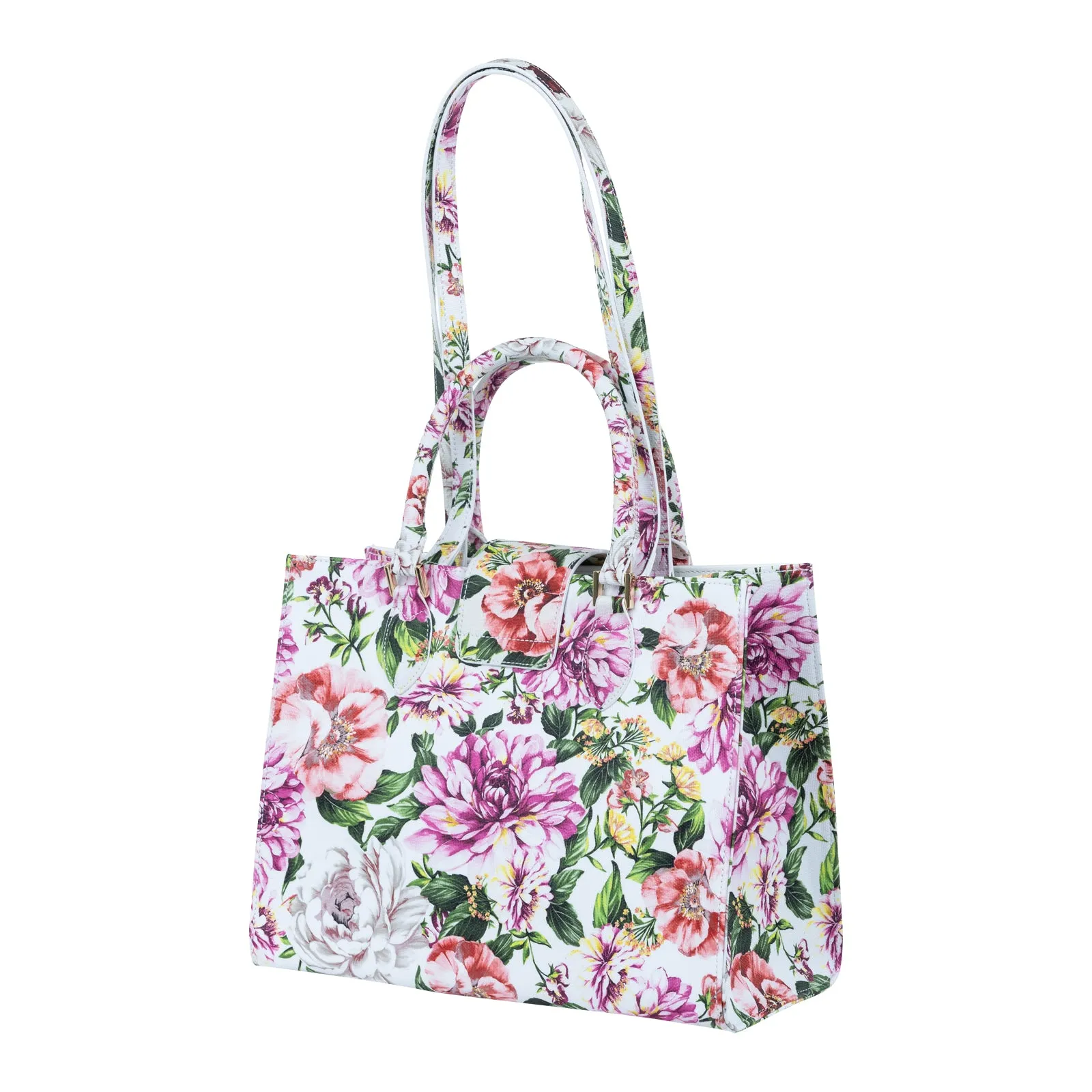 Audrey Tote_Medium_Los Cabos Flower_White Pink