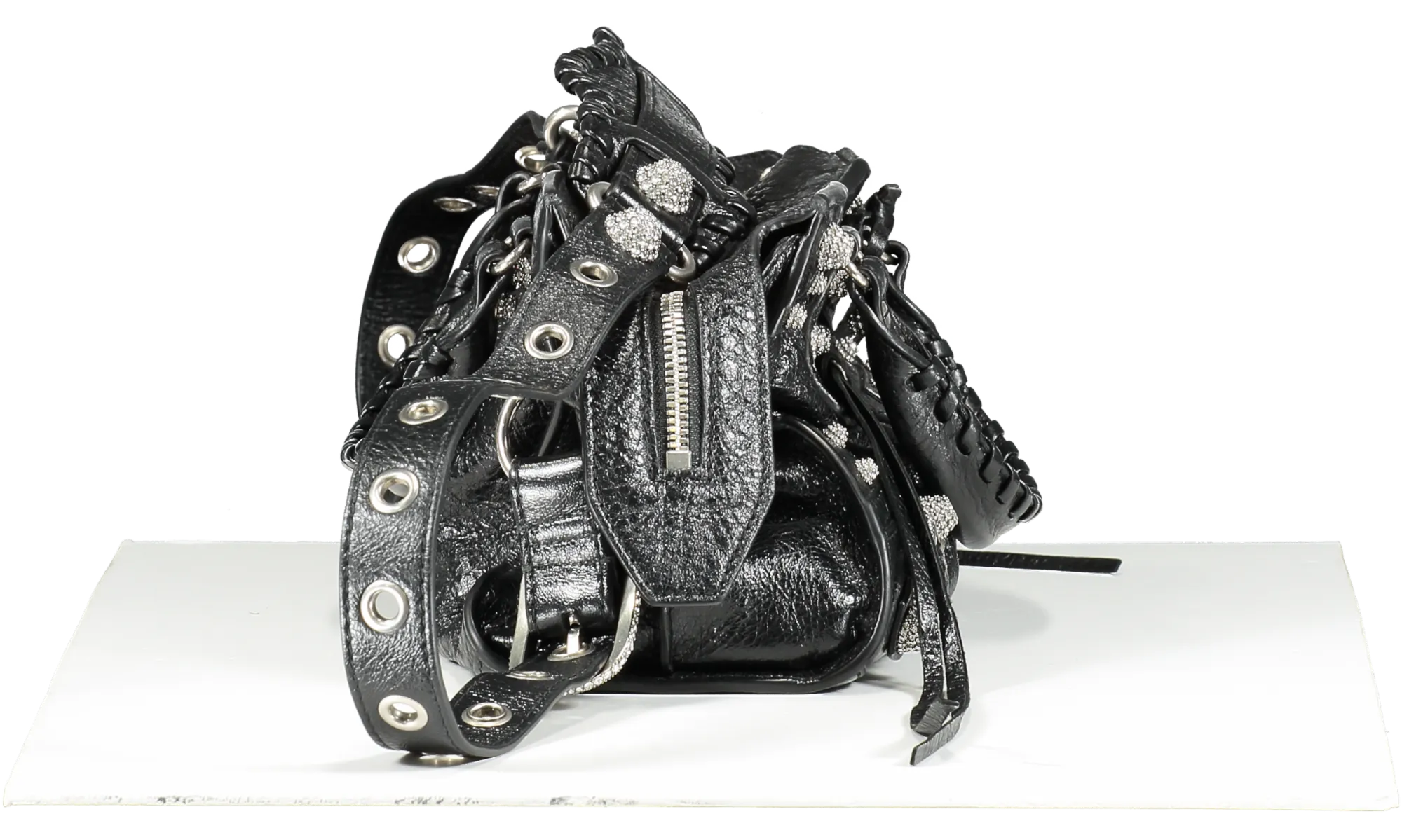 Balenciaga Crystal Embellished Neo Cagole Handbag Xs Black One Size