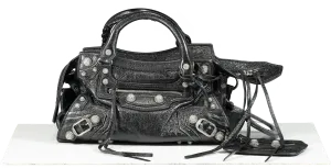 Balenciaga Crystal Embellished Neo Cagole Handbag Xs Black One Size