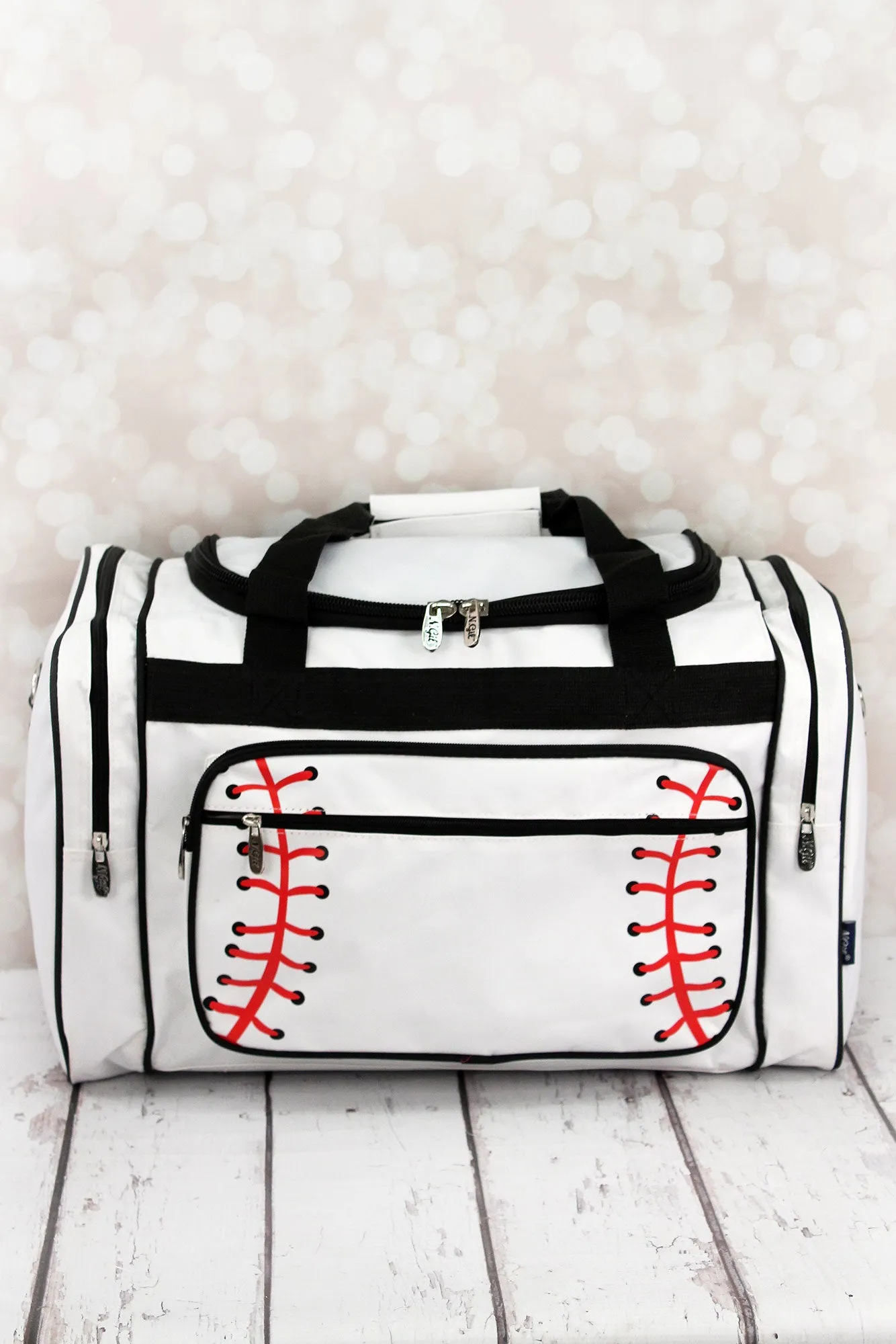 Baseball Laces Duffle Bag with Black Trim 20"