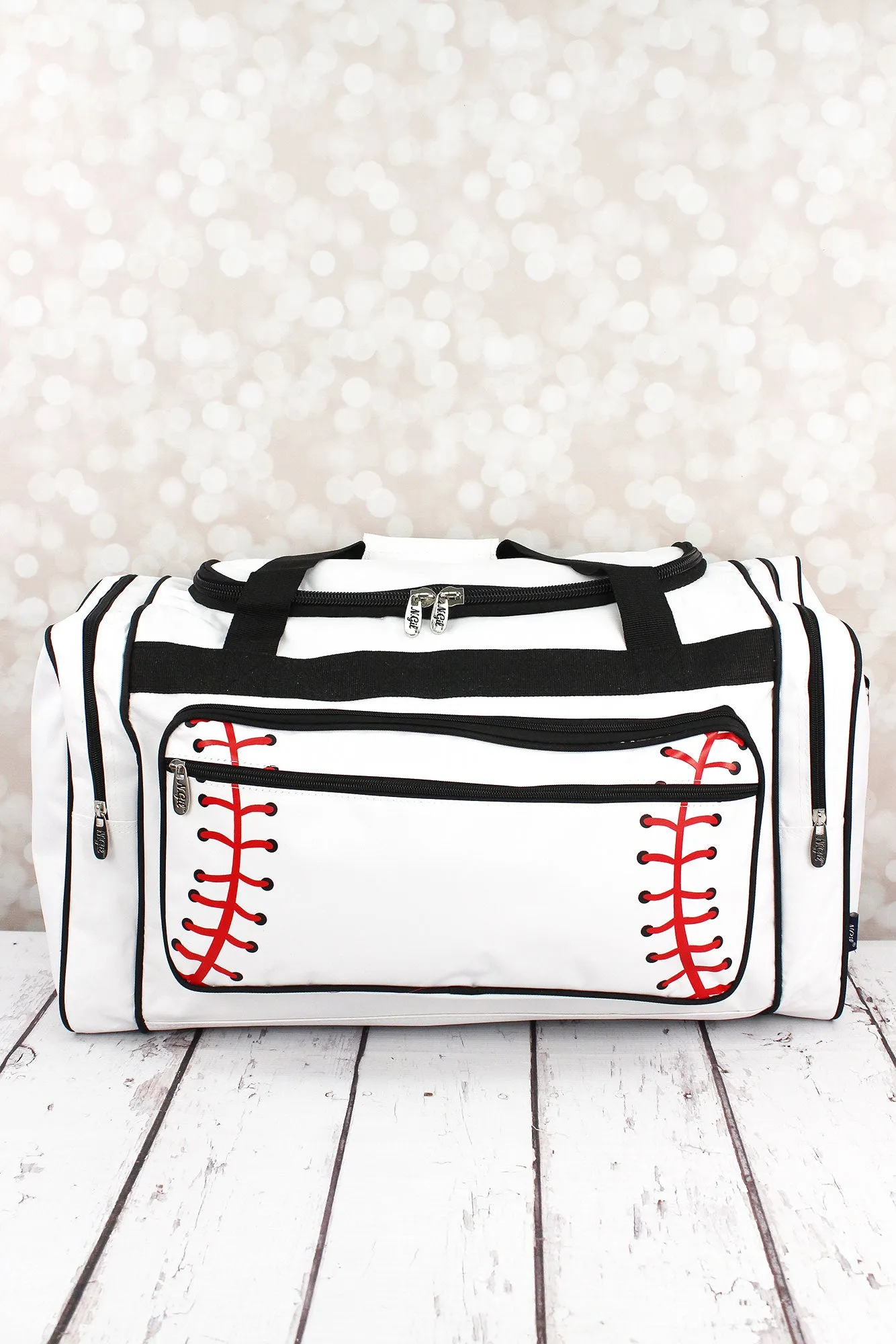Baseball Laces Duffle Bag with Black Trim 23"