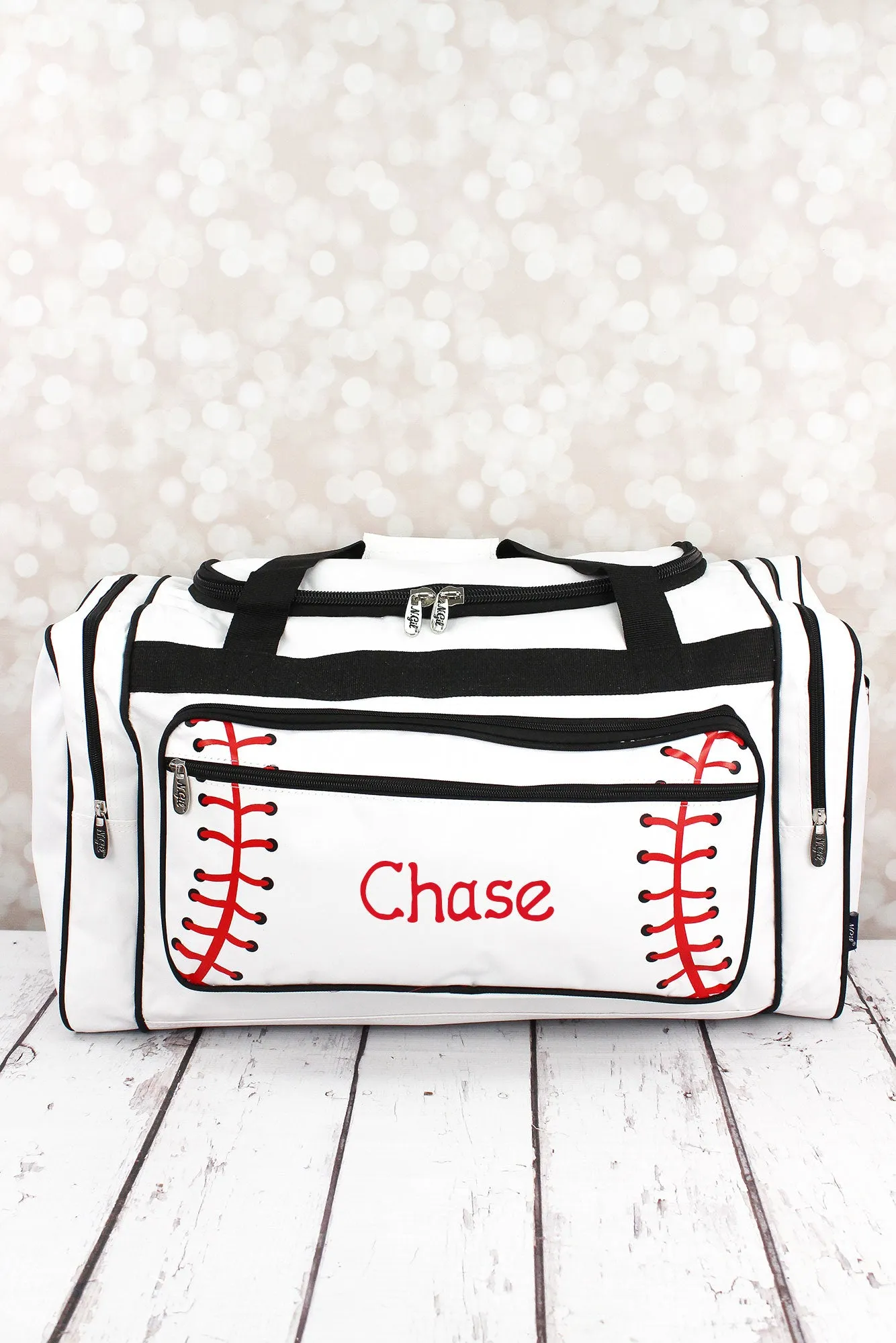 Baseball Laces Duffle Bag with Black Trim 23"