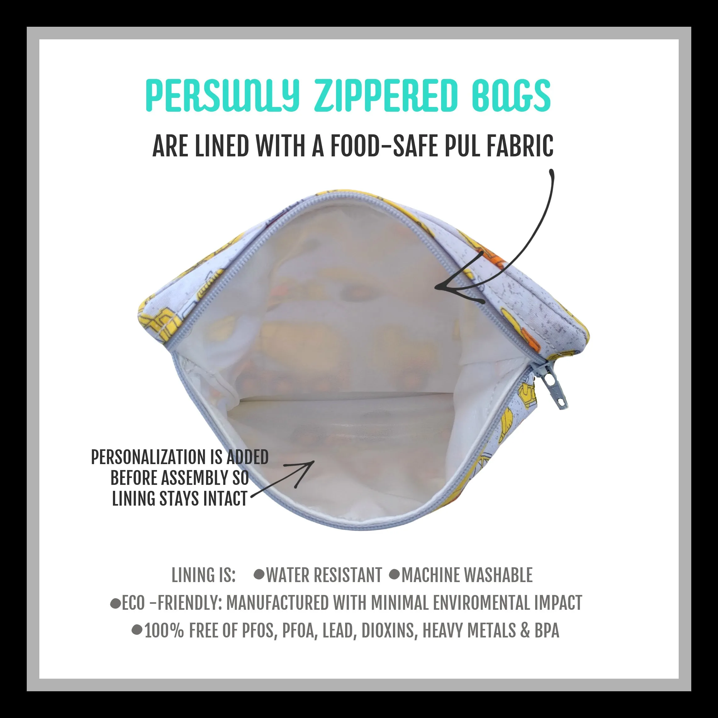 Beautiful Ride Set of Reusable Zippered Bags