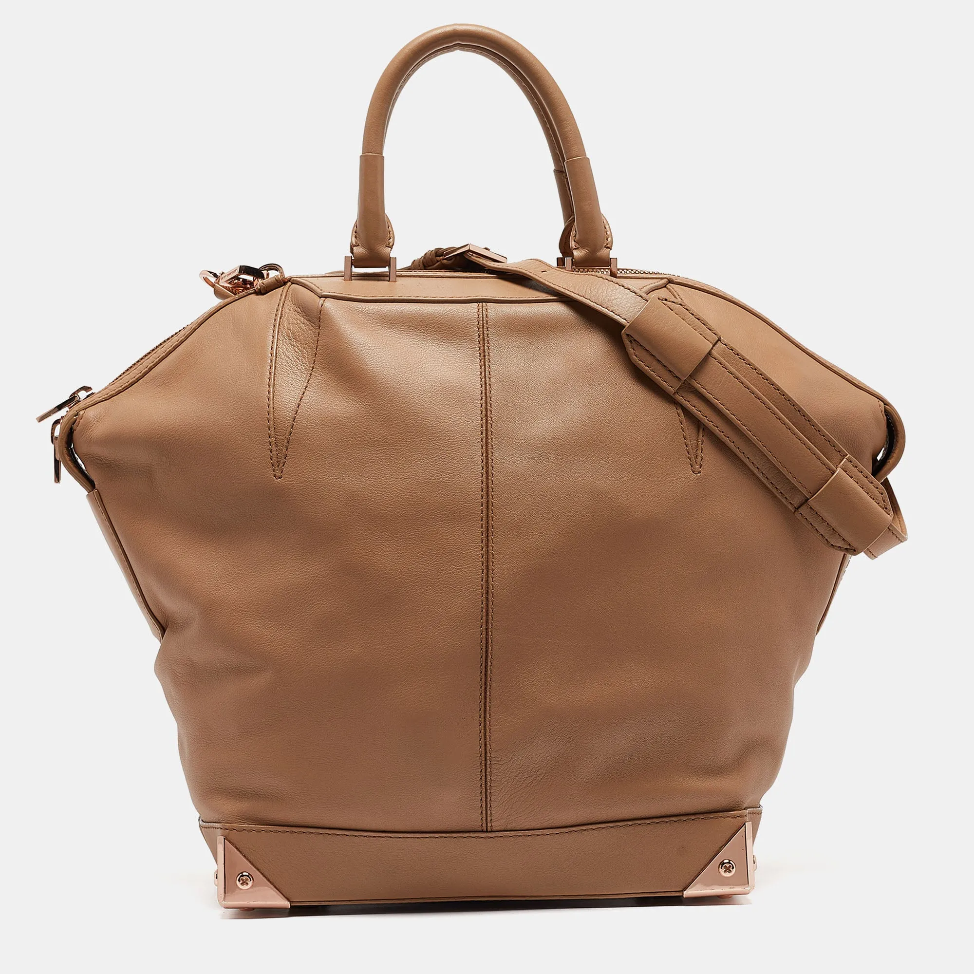 Beige Leather Emile Satchel
