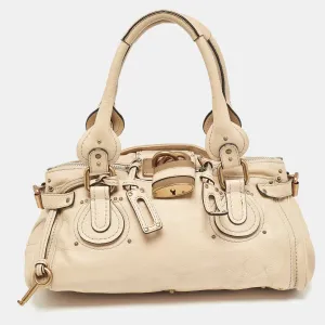 Beige Leather Medium Paddington Satchel