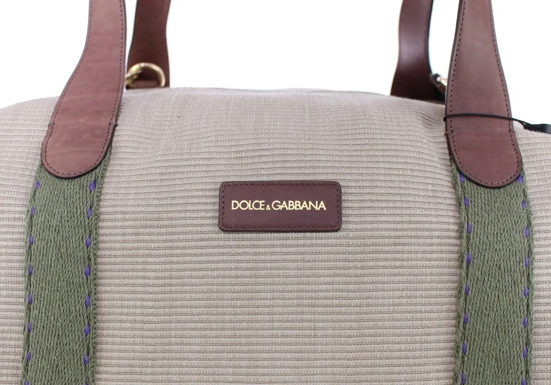 Beige linen travel bag