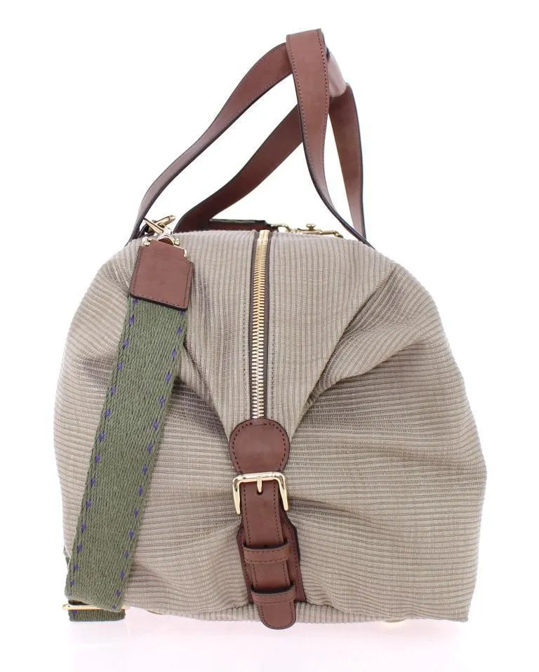 Beige linen travel bag