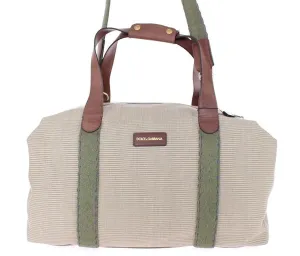 Beige linen travel bag