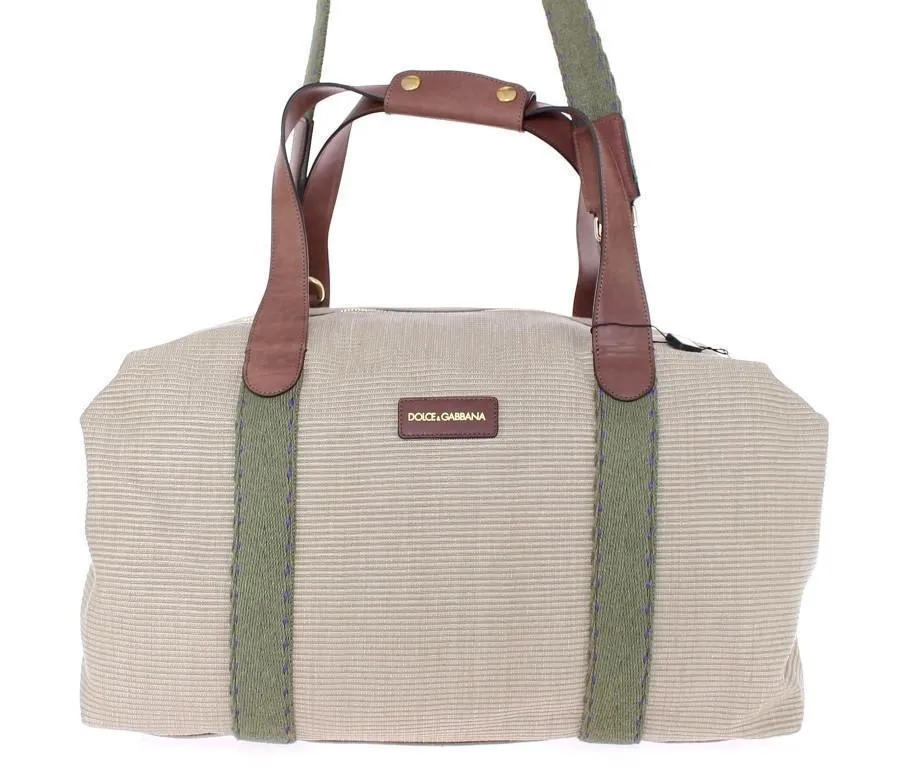 Beige linen travel bag