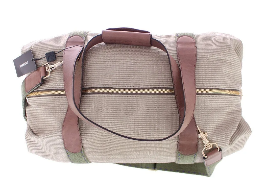 Beige linen travel bag