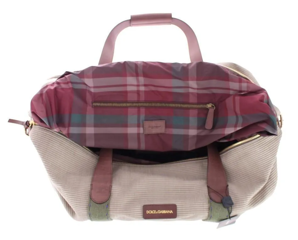 Beige linen travel bag