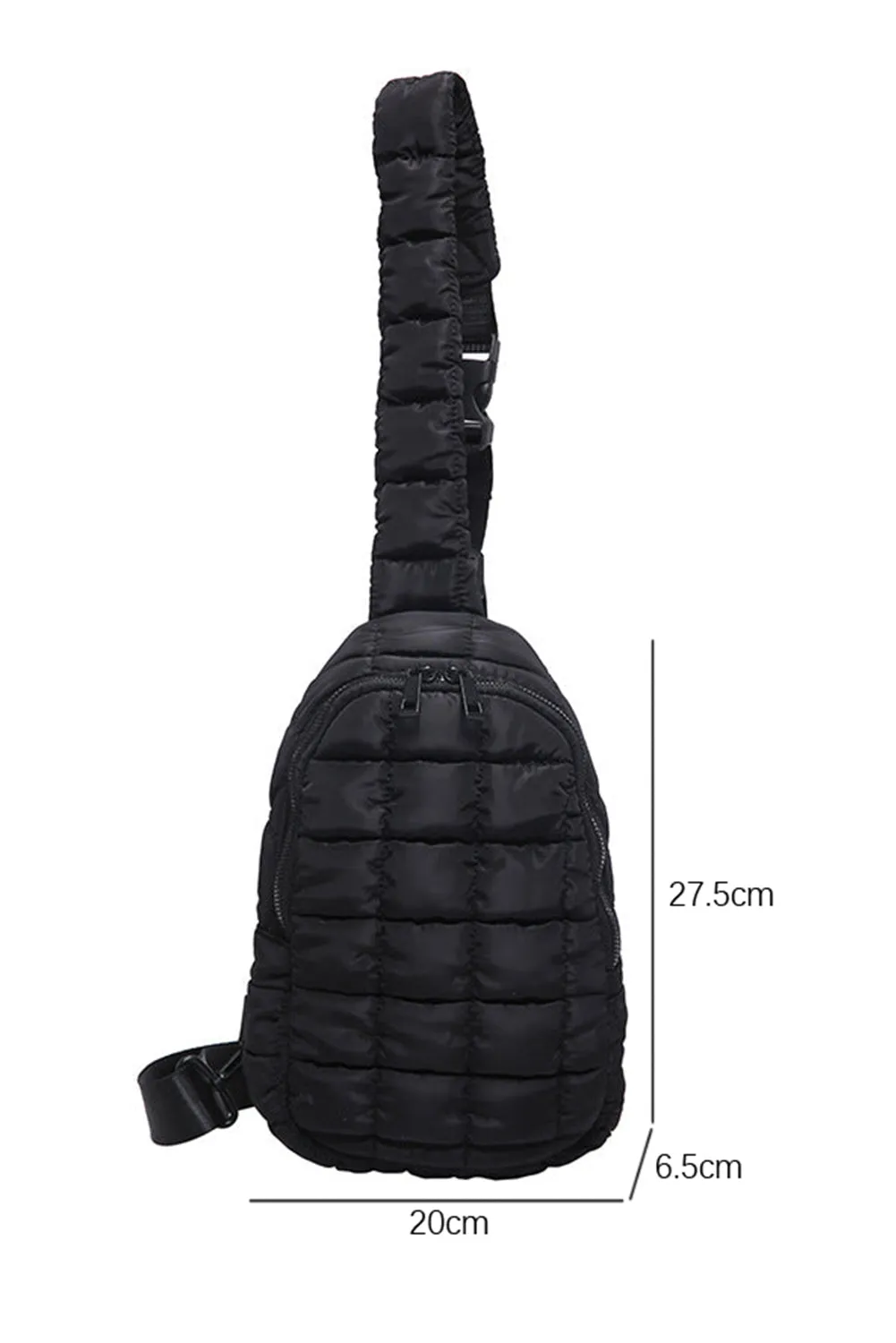 Berkley, Black Plain Puffer Quilted Crossbody Bag