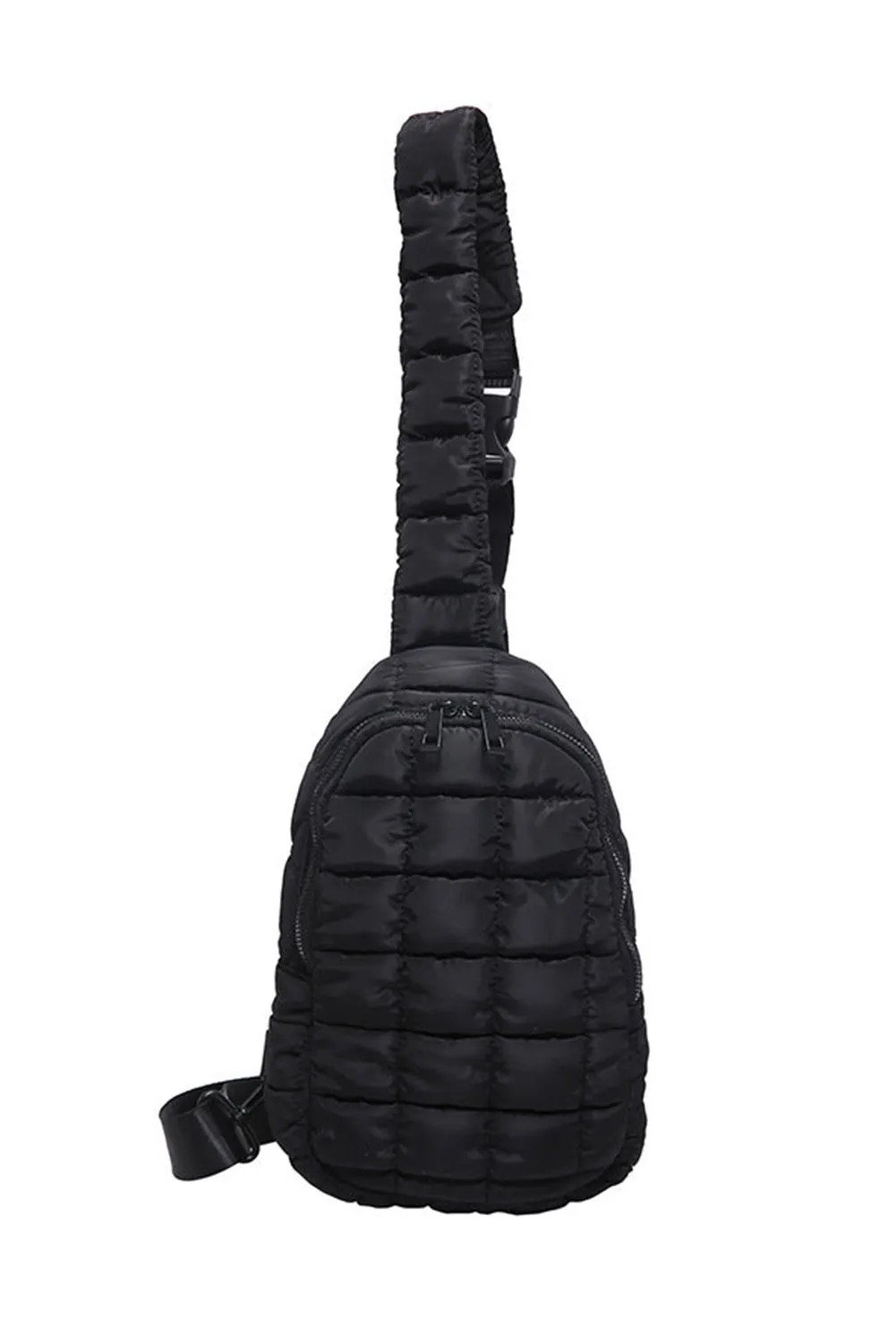 Berkley, Black Plain Puffer Quilted Crossbody Bag