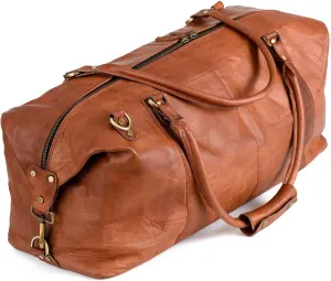 Berliner Bags Vintage Leather Duffle Bag München for Travel or the Gym, Overnight Bag for Men and Women