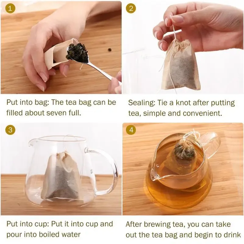 Biodegradable Tea Filter Bags Drawstring Eco-Friendly (100pcs)