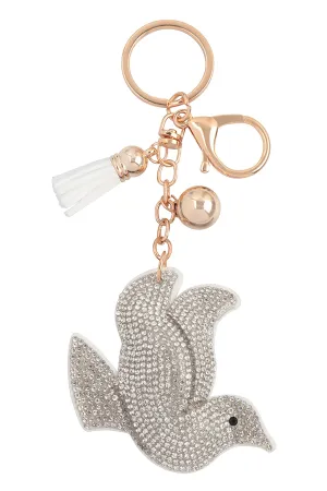 BIRD RHINESTONE TASSEL KEYCHAIN