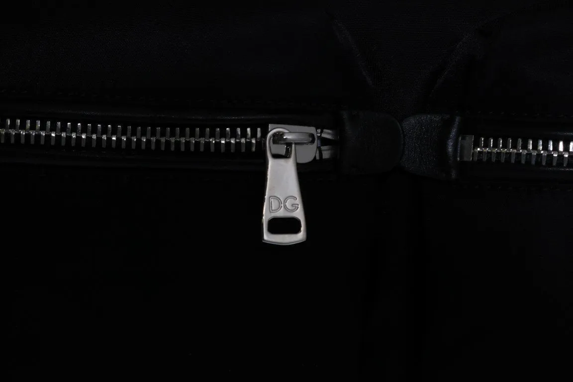 Black Leather Shopping Tote Bag