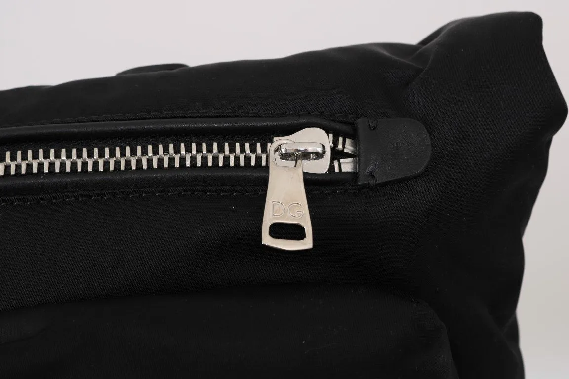 Black Leather Shopping Tote Bag