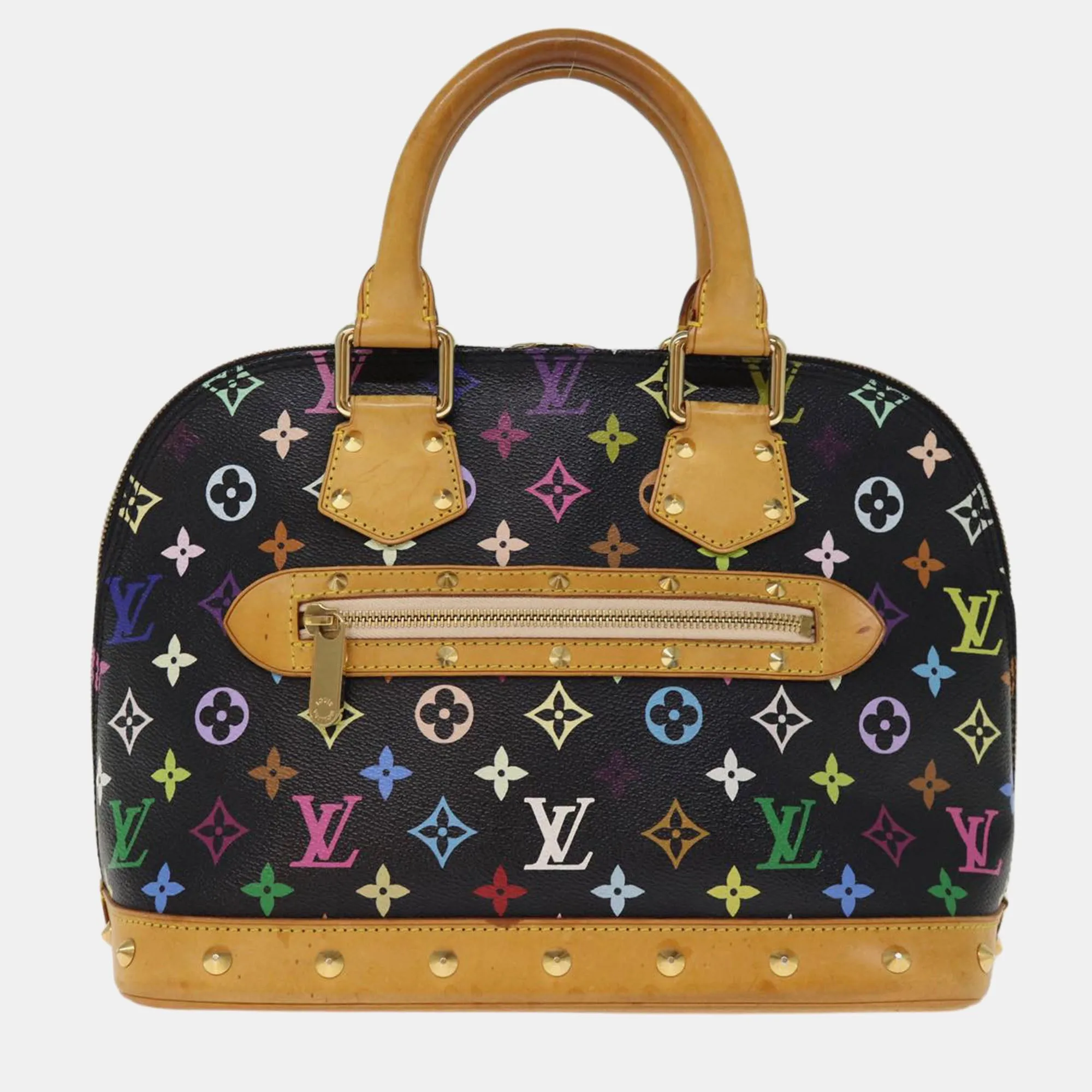 Black Monogram Multicolor Canvas Alma PM Satchel
