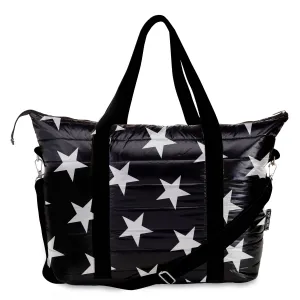Black Puffer Star-Time Star Print Tote Bag