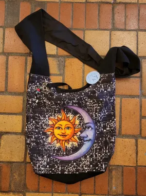 Black Symbol Cotton Hobo Bag